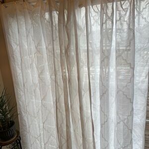 6 Laura Ashley White Patterned Sheer Curtain Panels